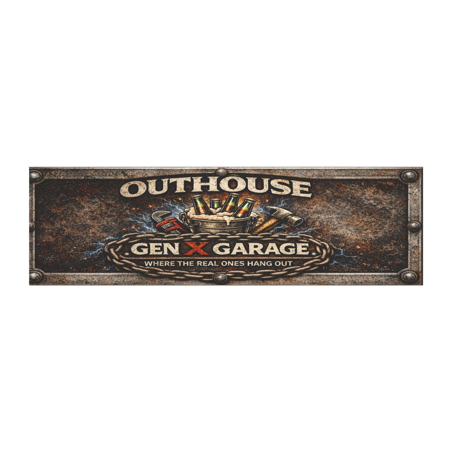 Outhouse Garage Car Magnet — Rustic Vintage Gen X Garage Sign