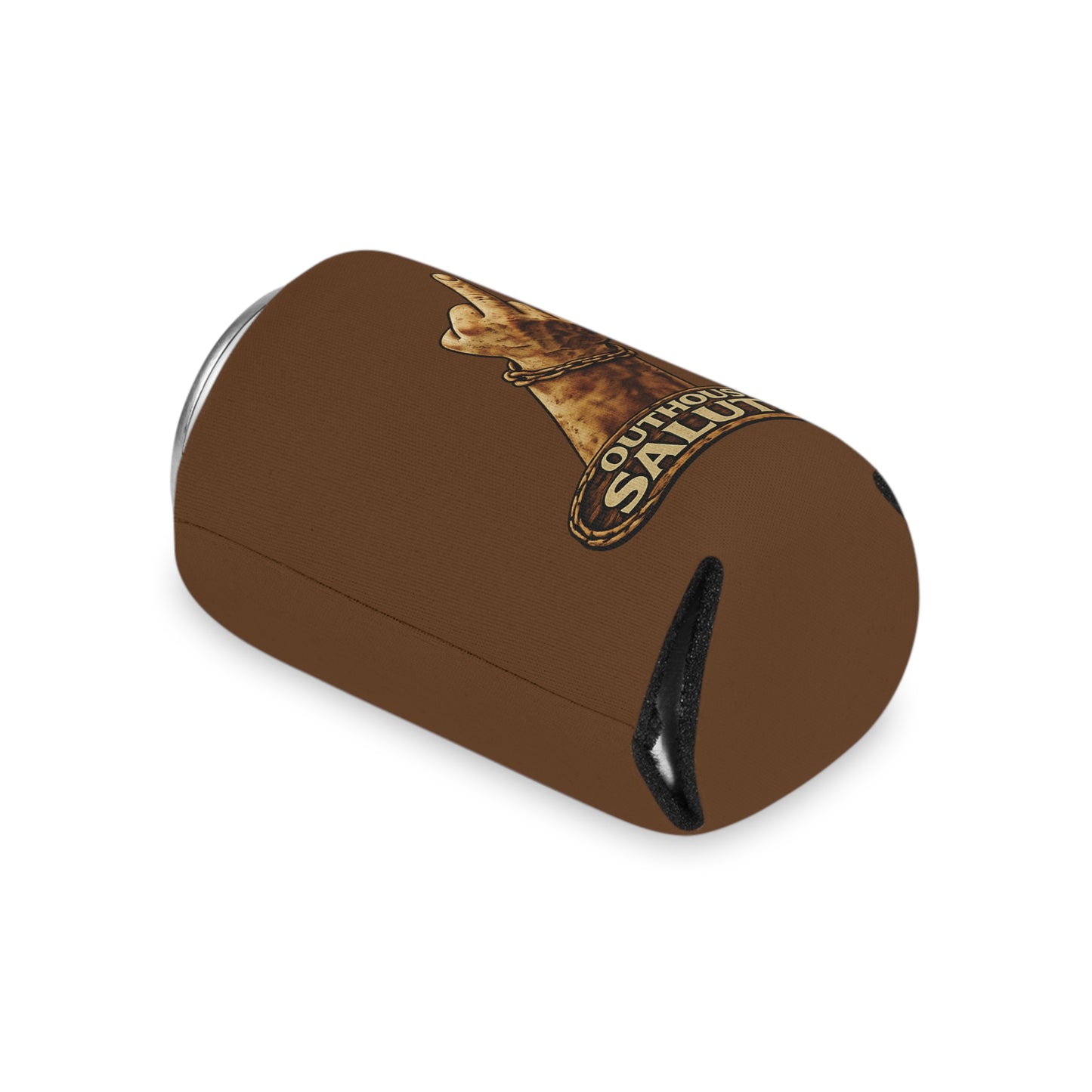Outhouse Salute Can Cooler — Neoprene Koozie for BBQs & Tailgates