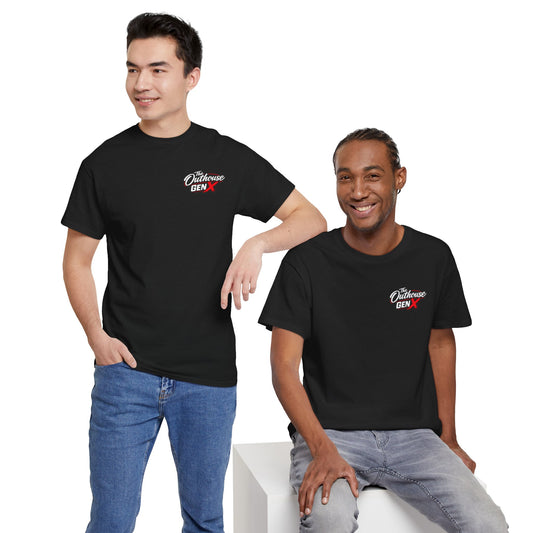 The Outhouse Gen X Tee — Retro Campfire Nostalgia Graphic T-Shirt