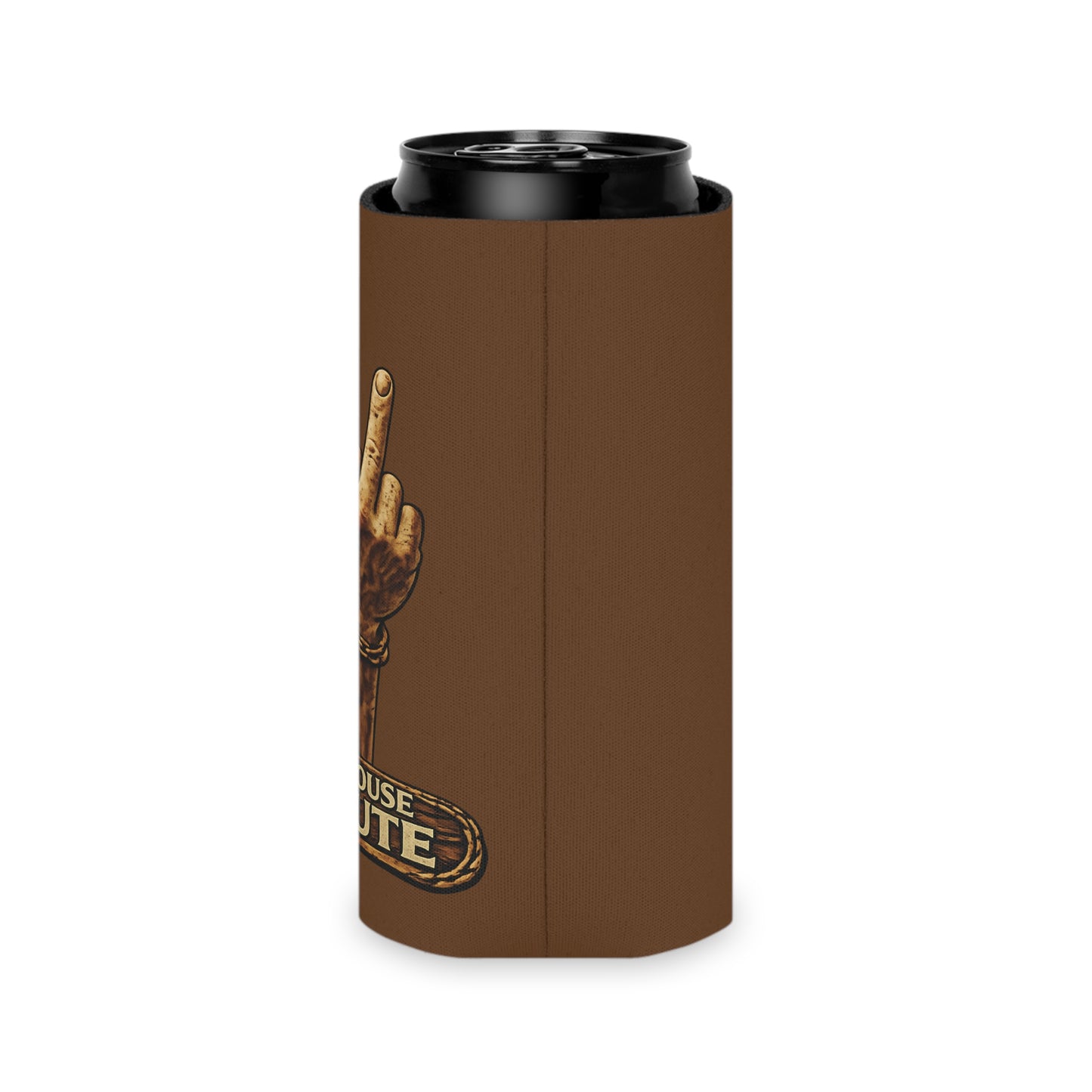 Outhouse Salute Can Cooler — Neoprene Koozie for BBQs & Tailgates