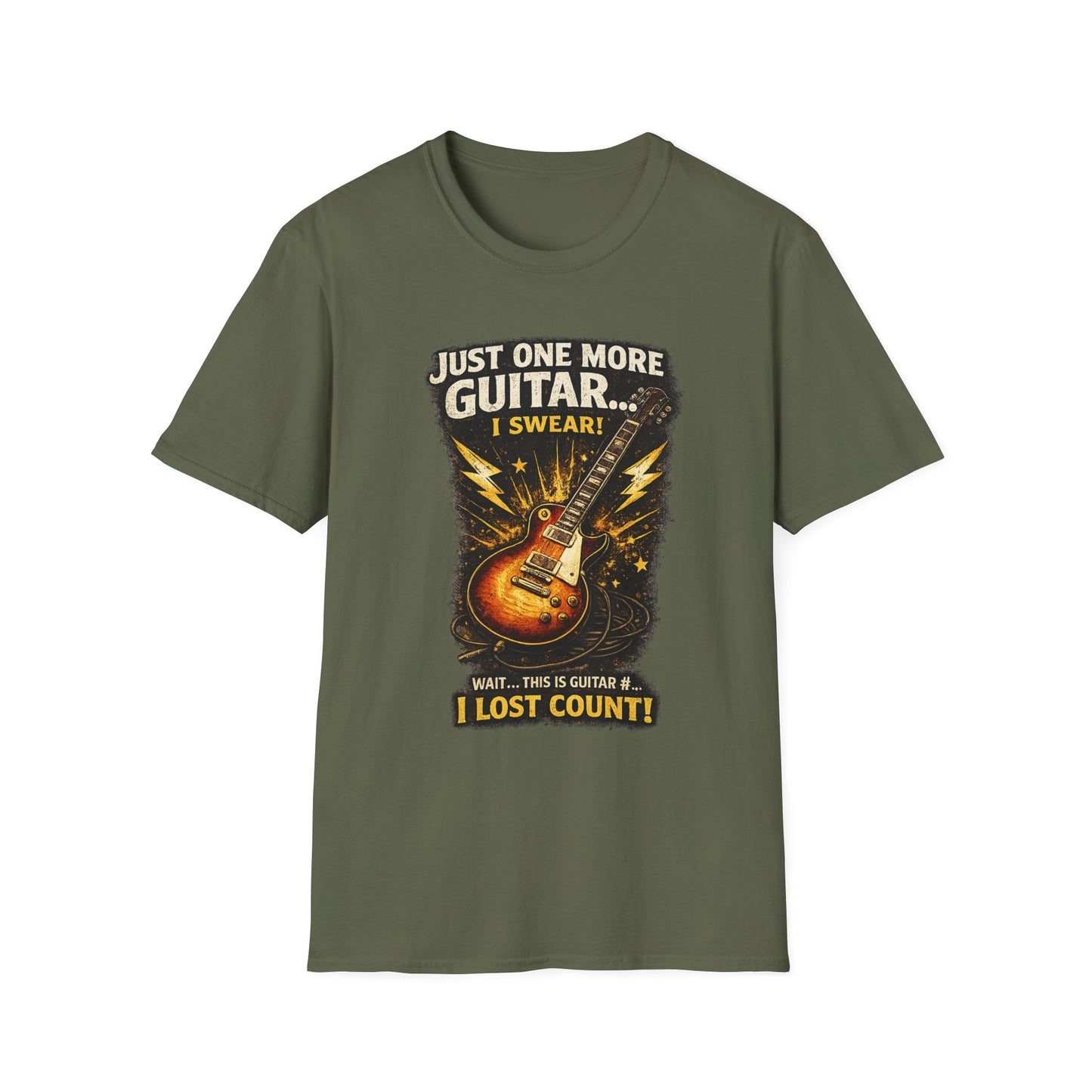 Guitar Lover T‑Shirt — "Just One More Guitar, I Lost Count" Retro Electric Guitar Tee
