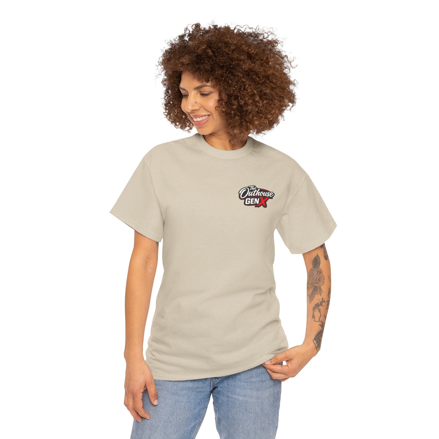 The Outhouse Gen X Tee — Retro Campfire Nostalgia Graphic T-Shirt