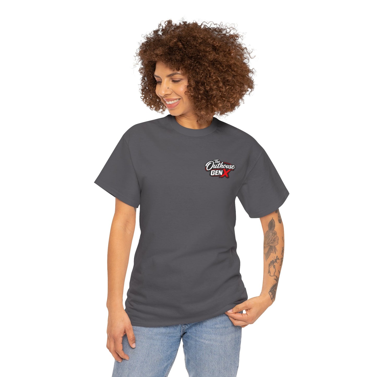 The Outhouse Gen X Tee — Retro Campfire Nostalgia Graphic T-Shirt