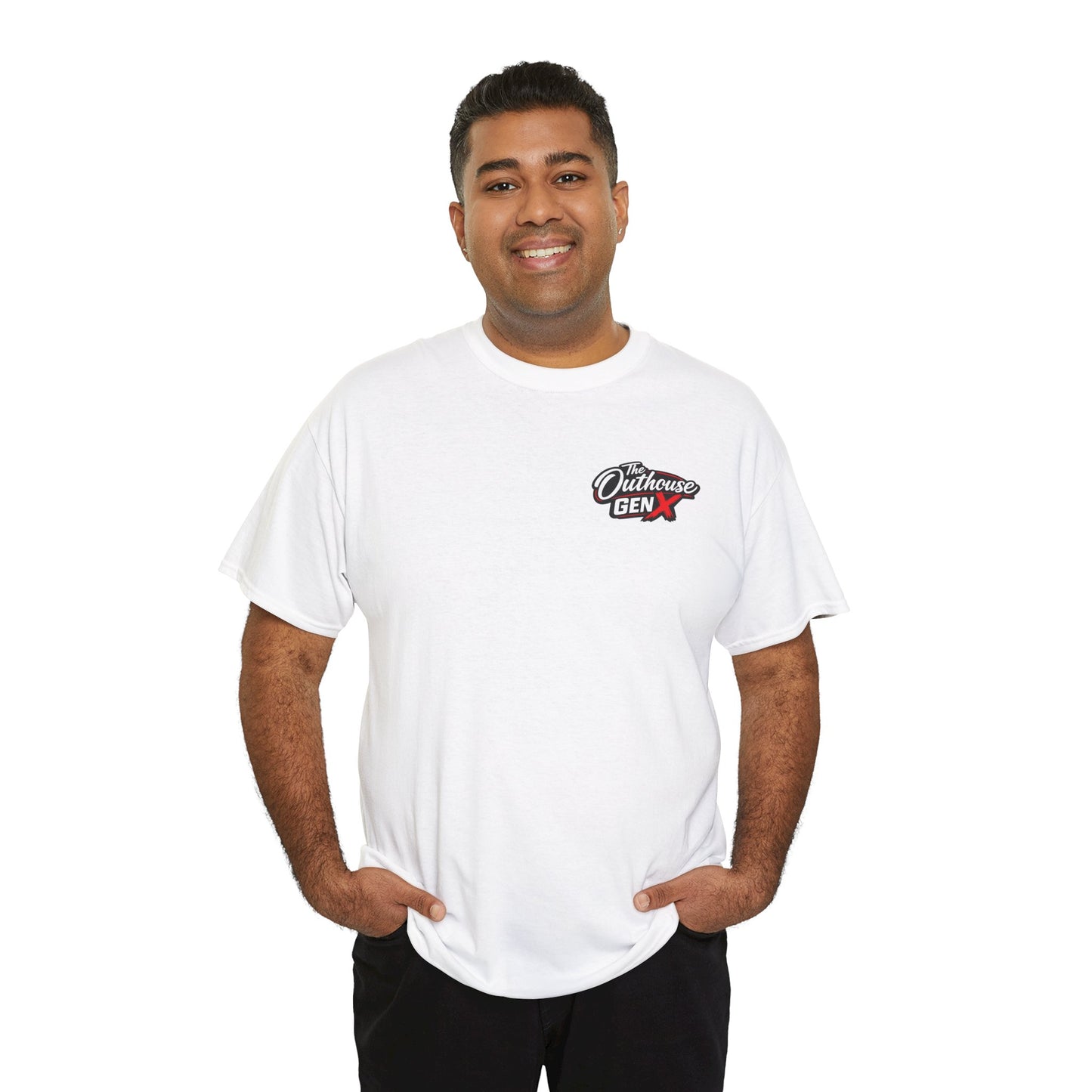 The Outhouse Gen X Tee — Retro Campfire Nostalgia Graphic T-Shirt