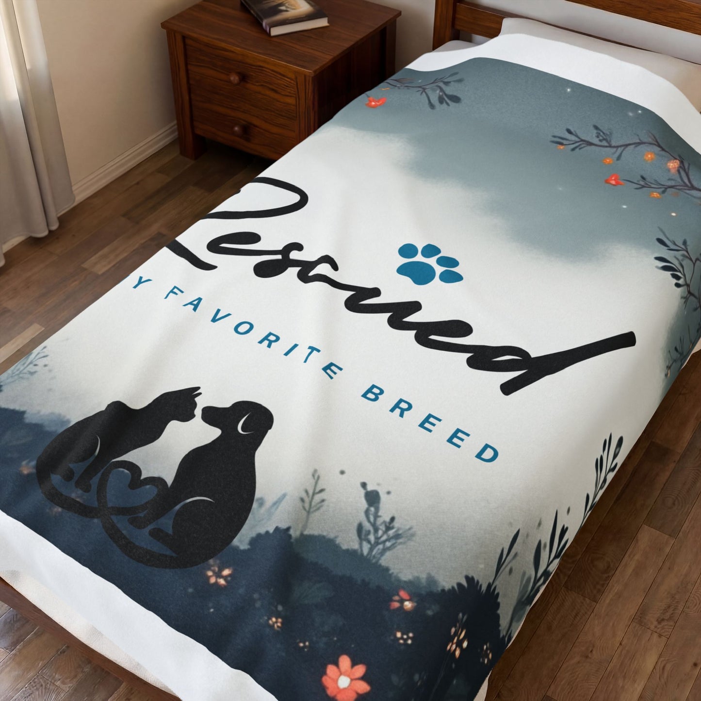 Velveteen Plush Blanket - Rescued is my favorite breed adopt don't shop