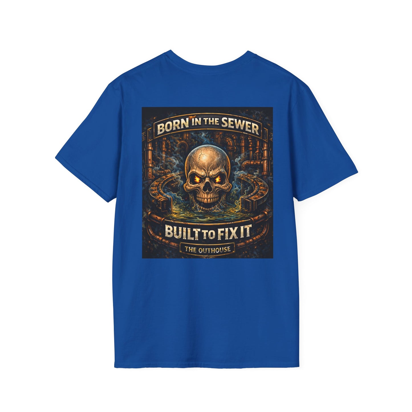 Plumber Skull T-Shirt — "Born in the Sewer, Built to Fix It" Vintage Repair Tee