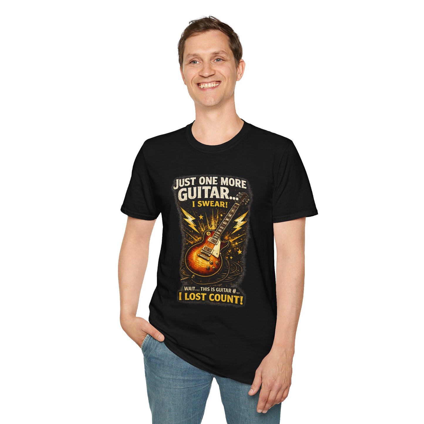Guitar Lover T‑Shirt — "Just One More Guitar, I Lost Count" Retro Electric Guitar Tee