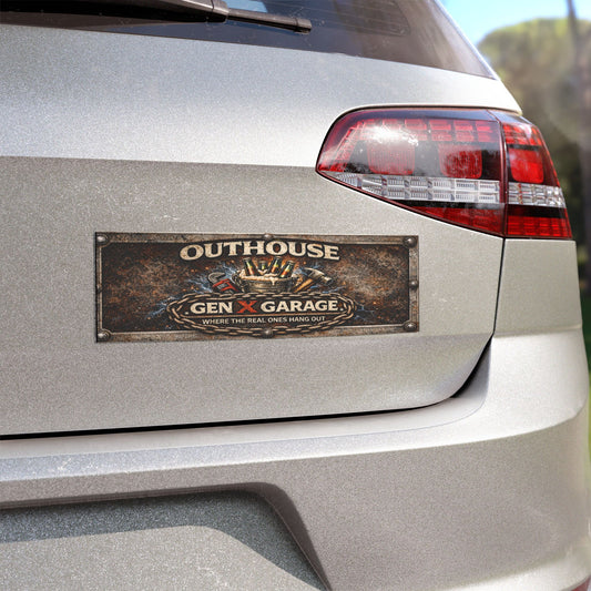Outhouse Garage Car Magnet — Rustic Vintage Gen X Garage Sign