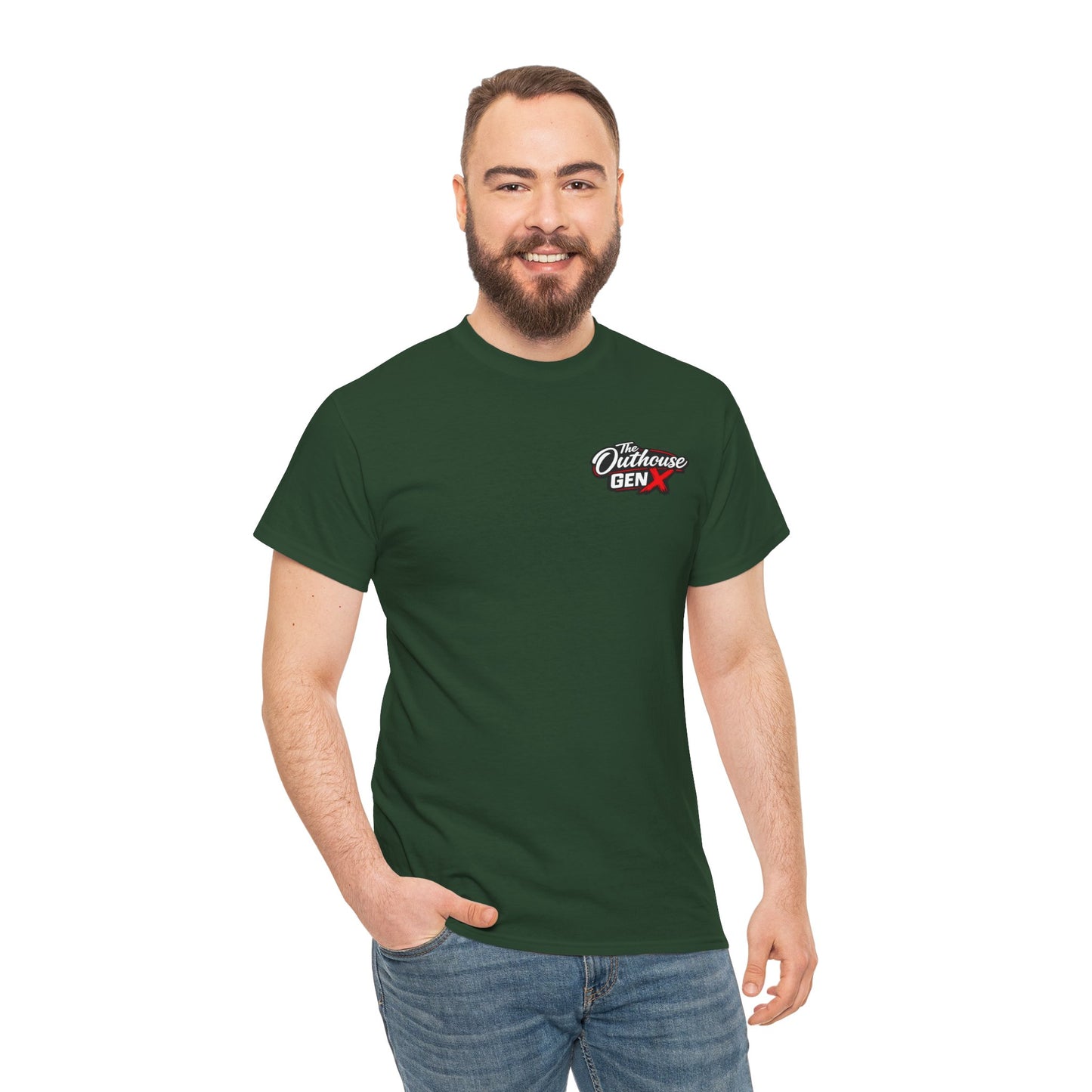 The Outhouse Gen X Tee — Retro Campfire Nostalgia Graphic T-Shirt