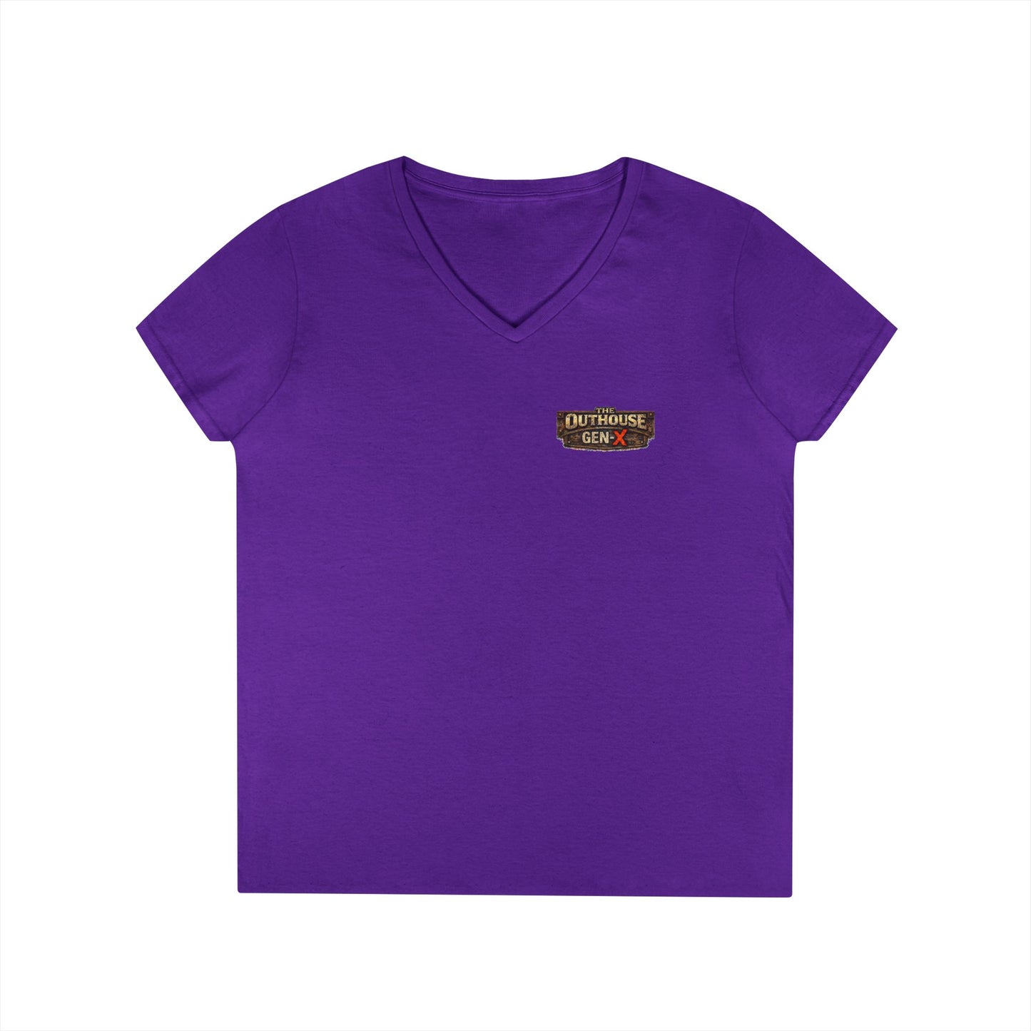 Outhouse Salute V-Neck Tee — Bold Back Graphic Ladies' T-Shirt