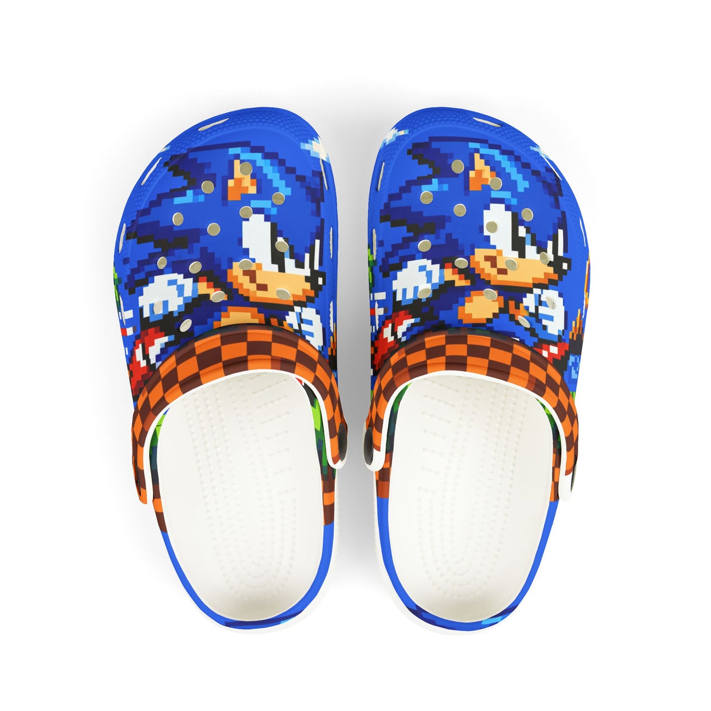 Sonic Pixel Kids Clogs - Blue Retro Gaming EVA Foam Shoes