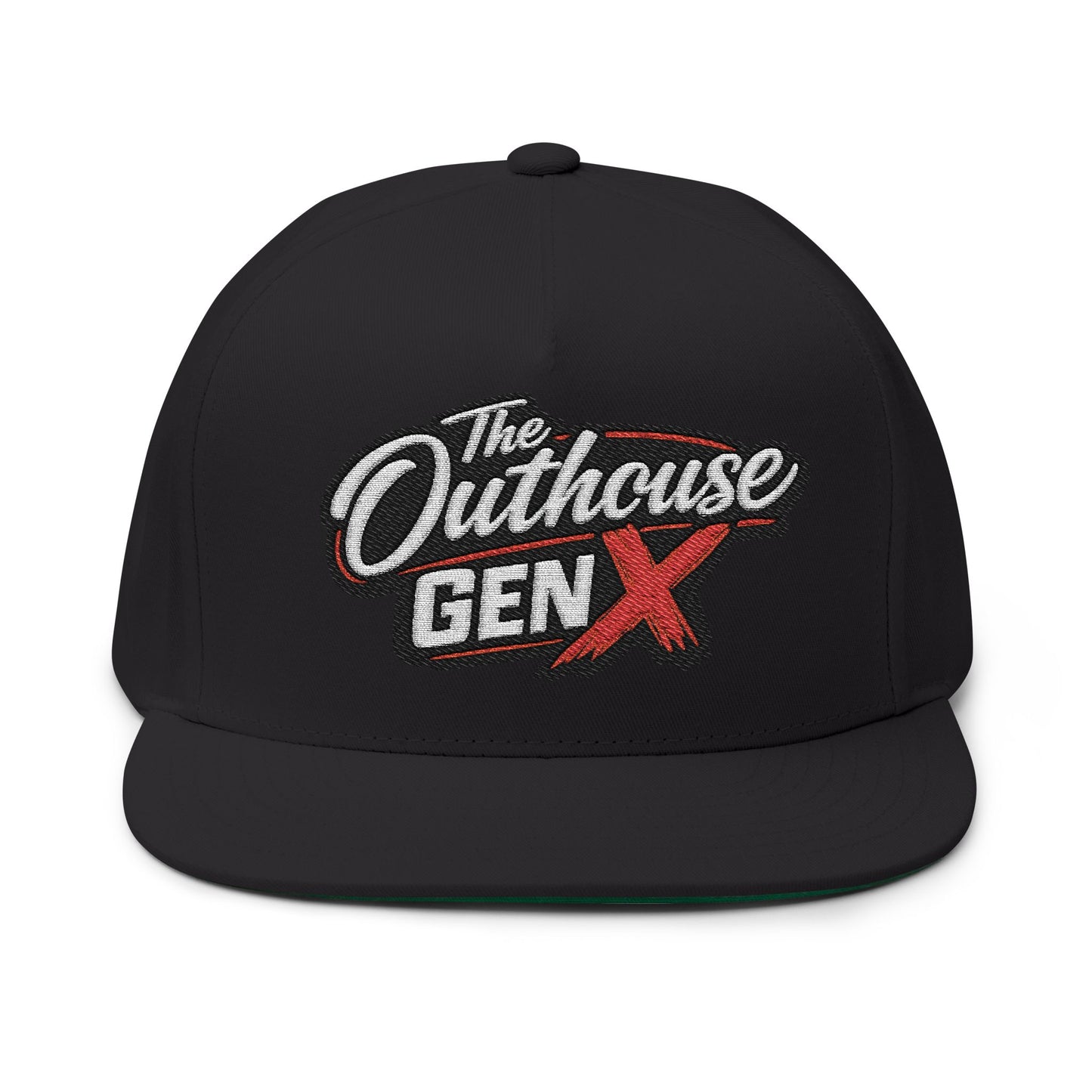 Flat Bill Cap — "The Outhouse Gen X" Embroidered Snapback