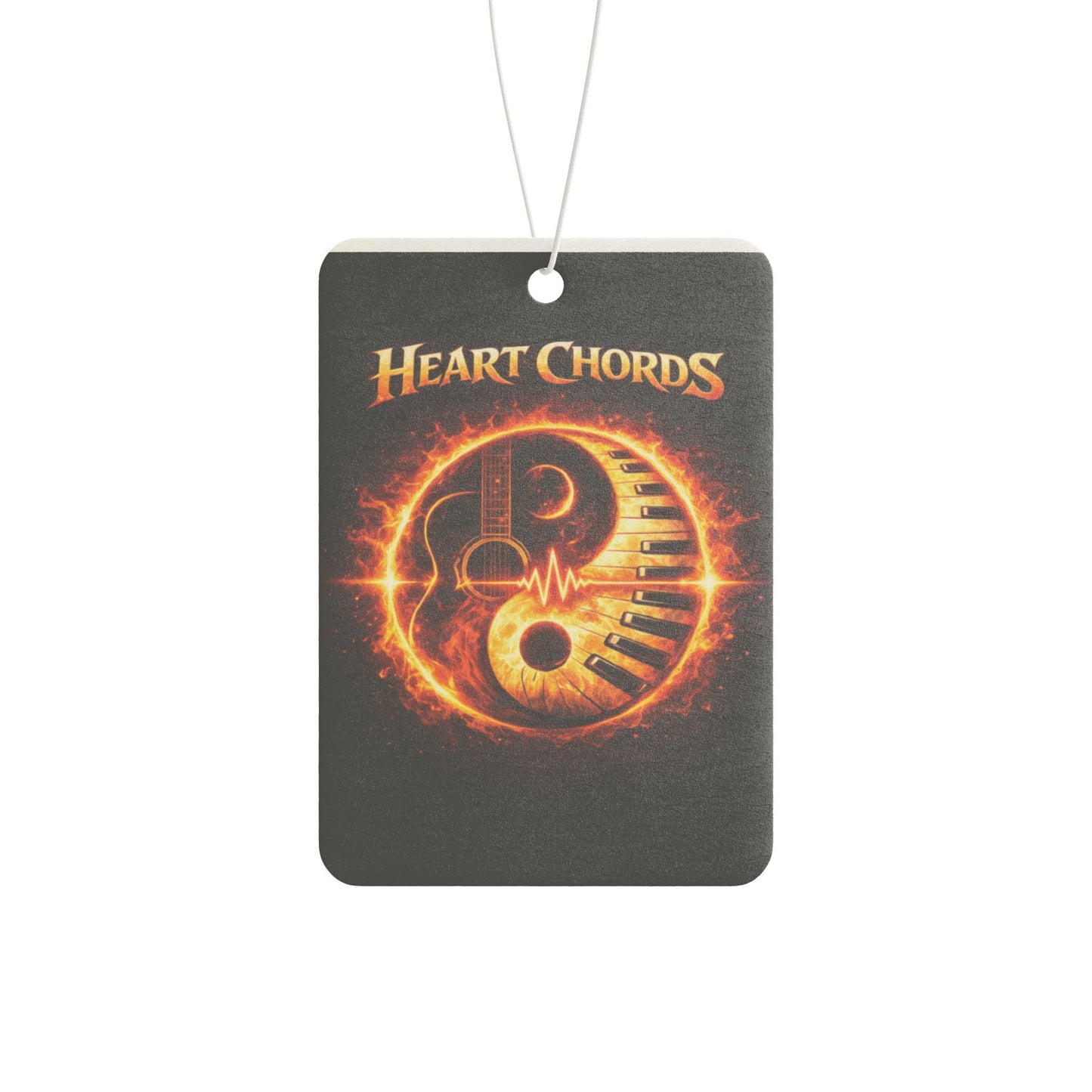 Heart Chords Fire Yin-Yang Car Air Freshener — Musical Band Logo Scented Ornament