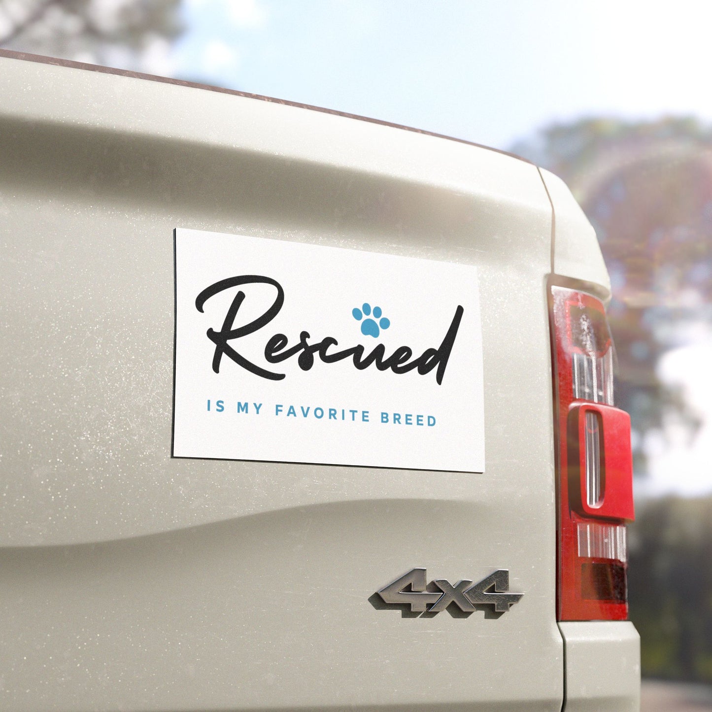 Car Magnet - "Rescued Is My Favorite Breed" Paw Print Rescue Sticker for Dog Lovers