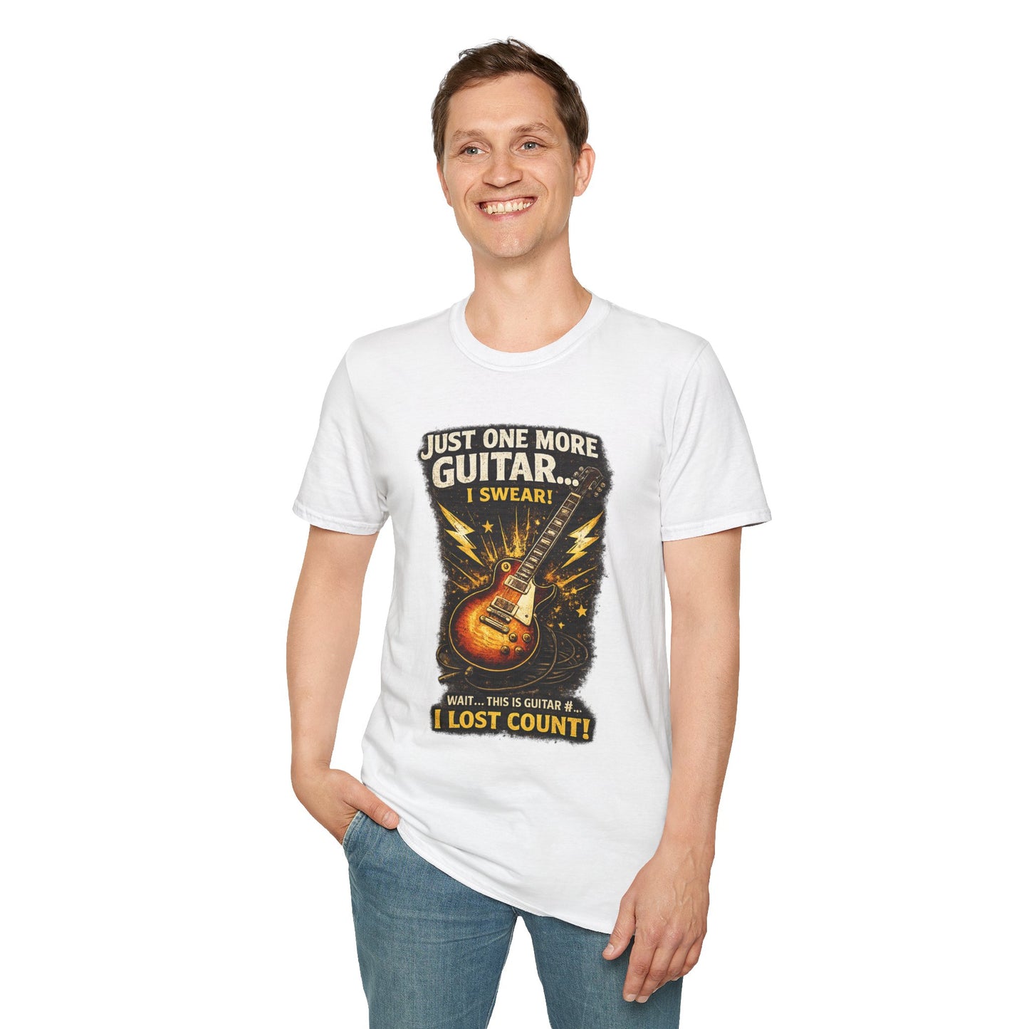 Guitar Lover T‑Shirt — "Just One More Guitar, I Lost Count" Retro Electric Guitar Tee