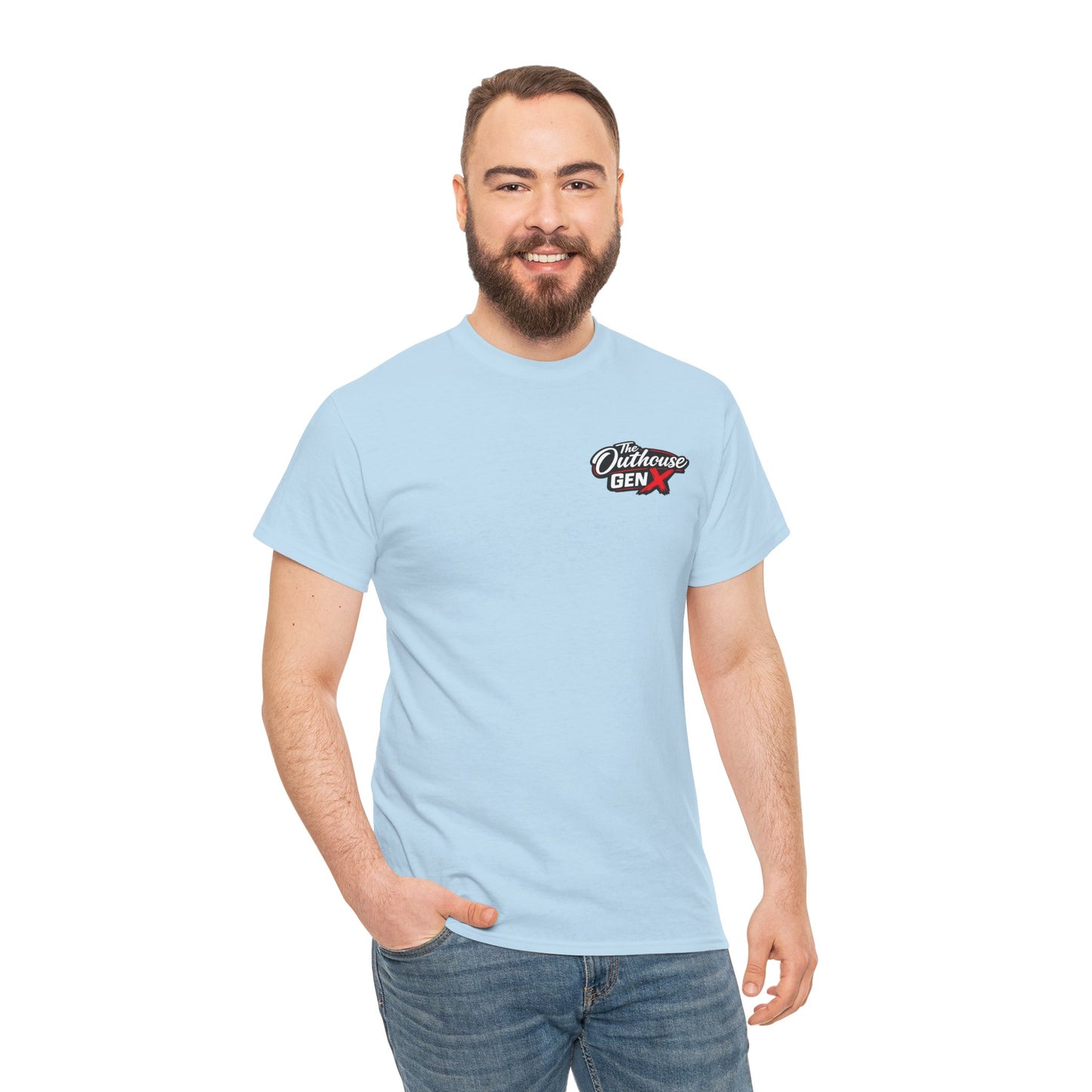 The Outhouse Gen X Tee — Retro Campfire Nostalgia Graphic T-Shirt