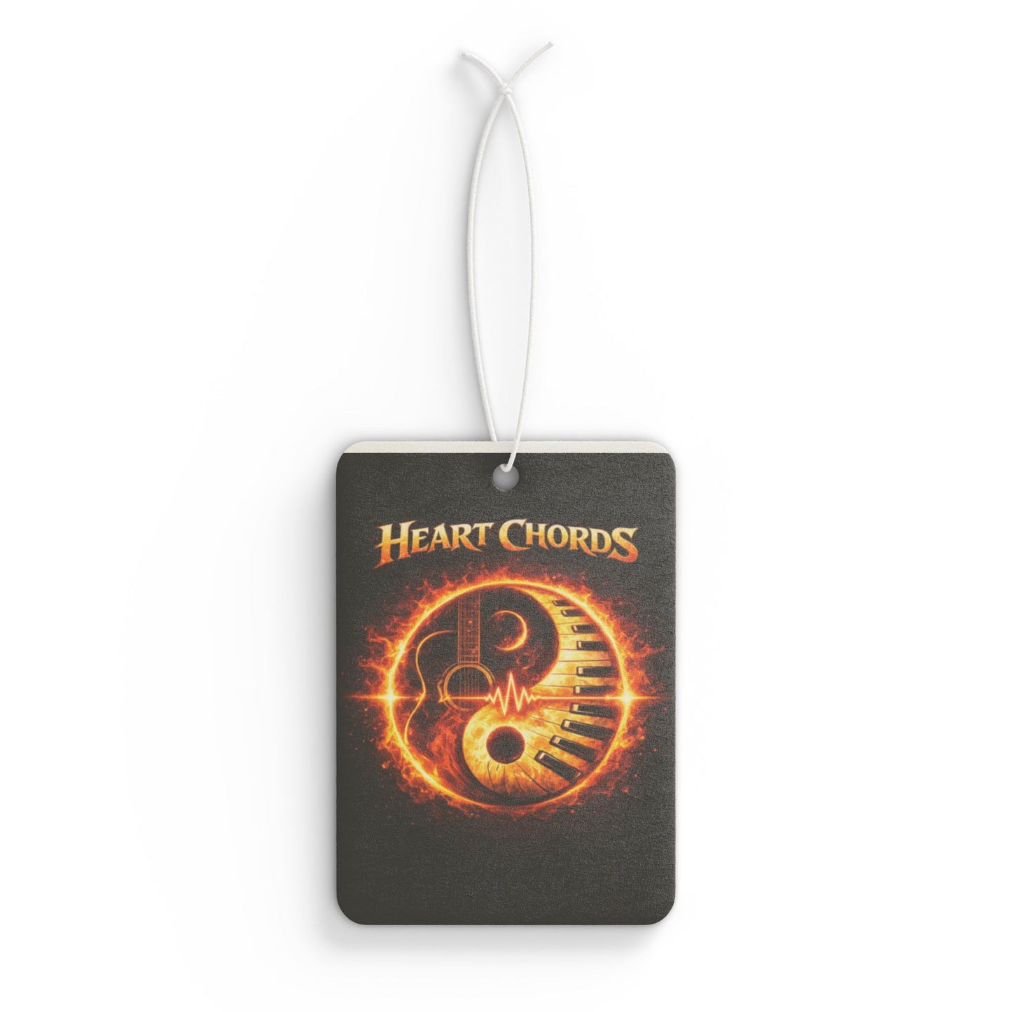 Heart Chords Fire Yin-Yang Car Air Freshener — Musical Band Logo Scented Ornament