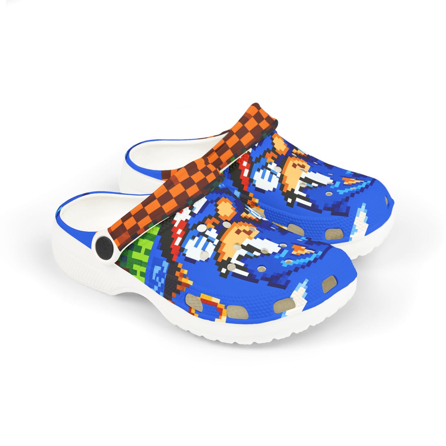Sonic Pixel Kids Clogs - Blue Retro Gaming EVA Foam Shoes