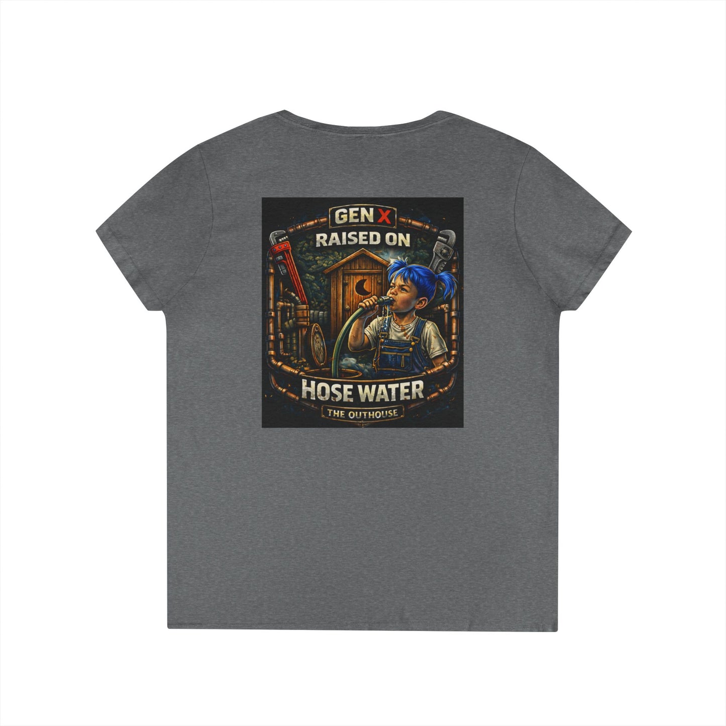 Gen X 'Raised on Hose Water' Ladies' V-Neck T-Shirt
