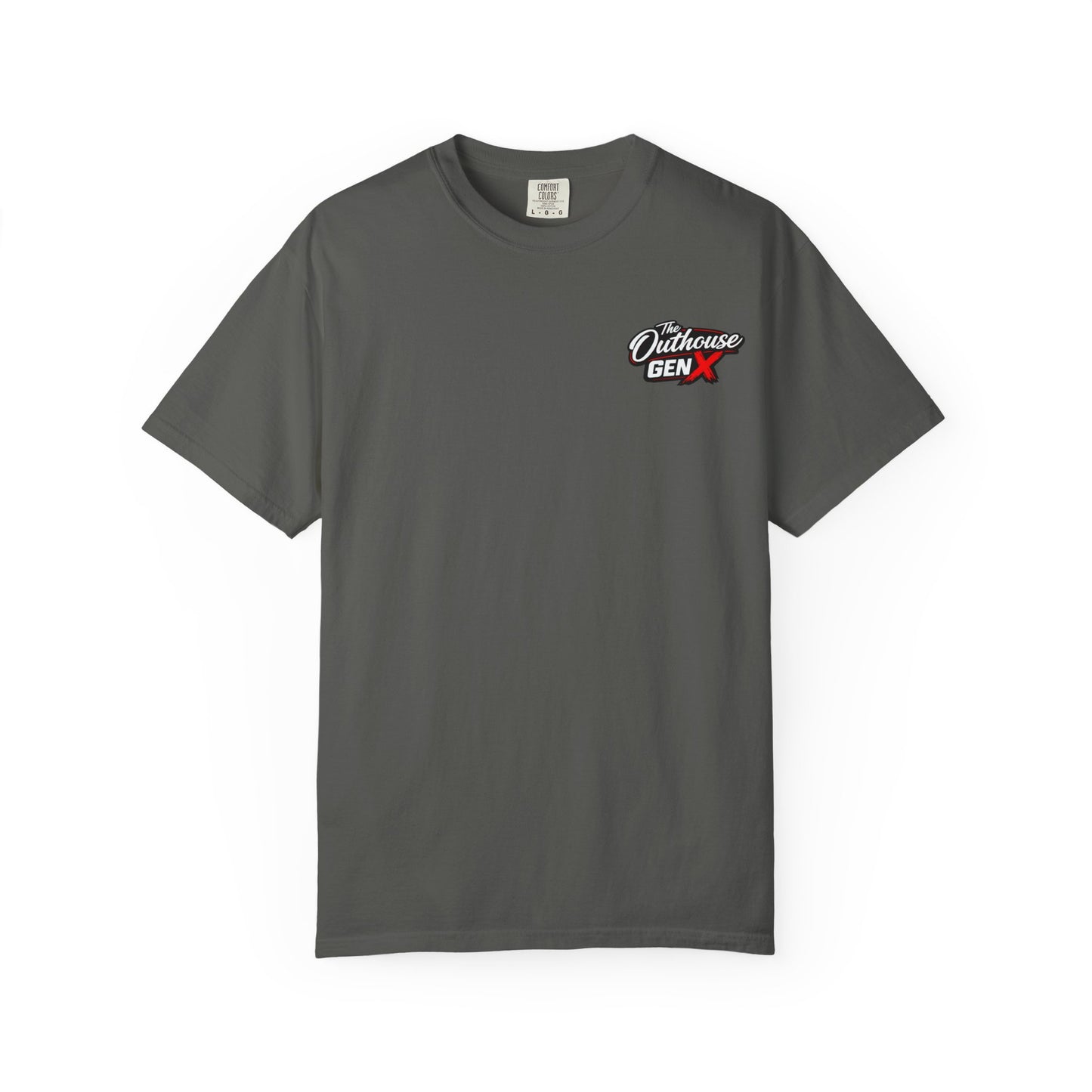 Outhouse Gen X Graphic T-Shirt — Vintage Campfire Adventure Back Print