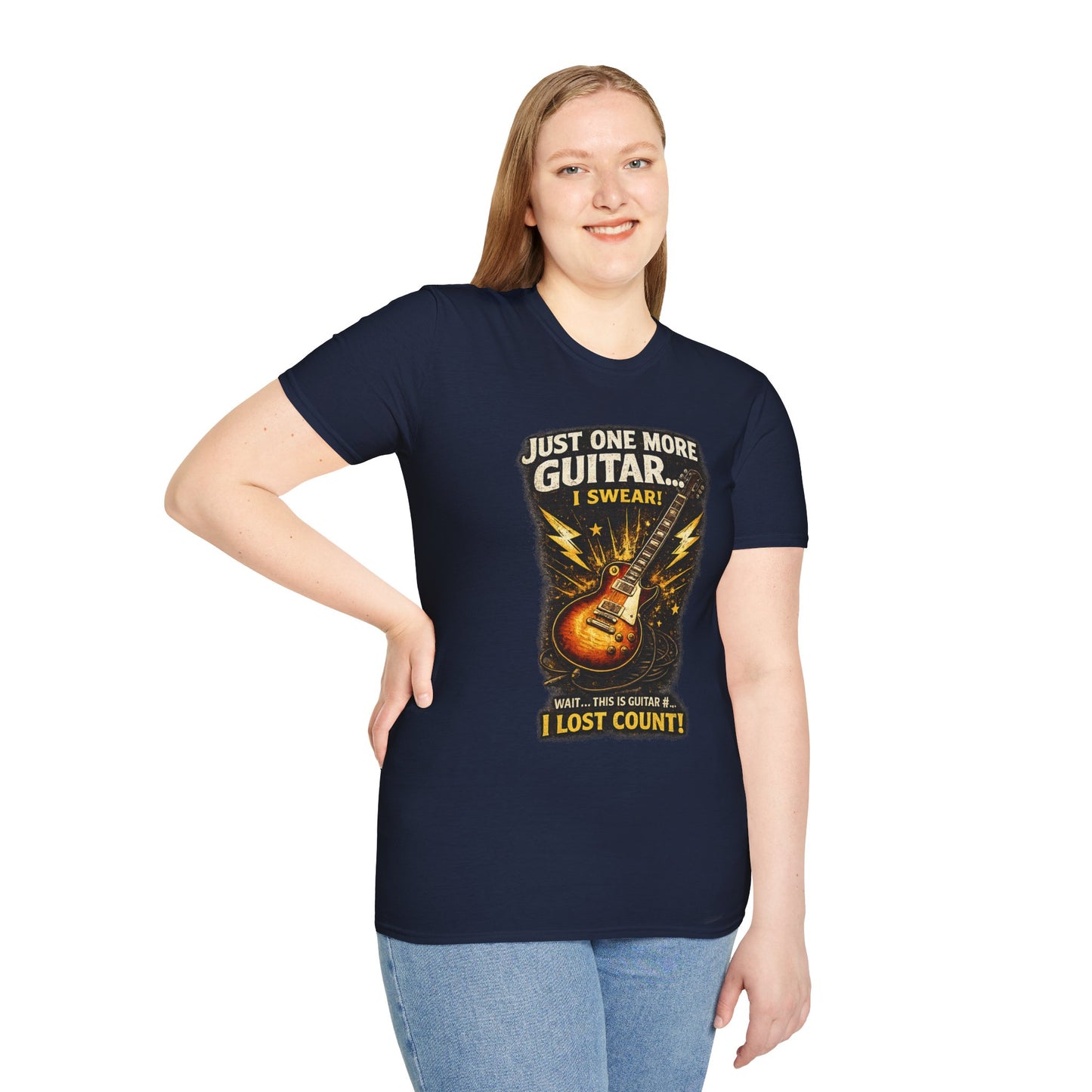 Guitar Lover T‑Shirt — "Just One More Guitar, I Lost Count" Retro Electric Guitar Tee