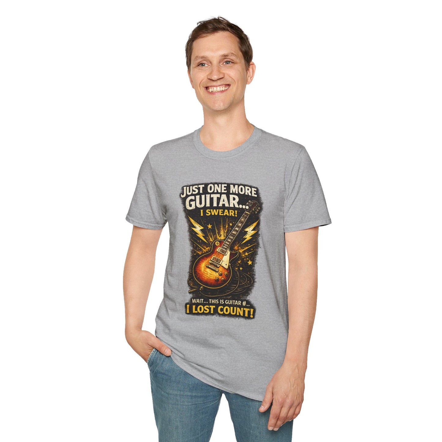 Guitar Lover T‑Shirt — "Just One More Guitar, I Lost Count" Retro Electric Guitar Tee