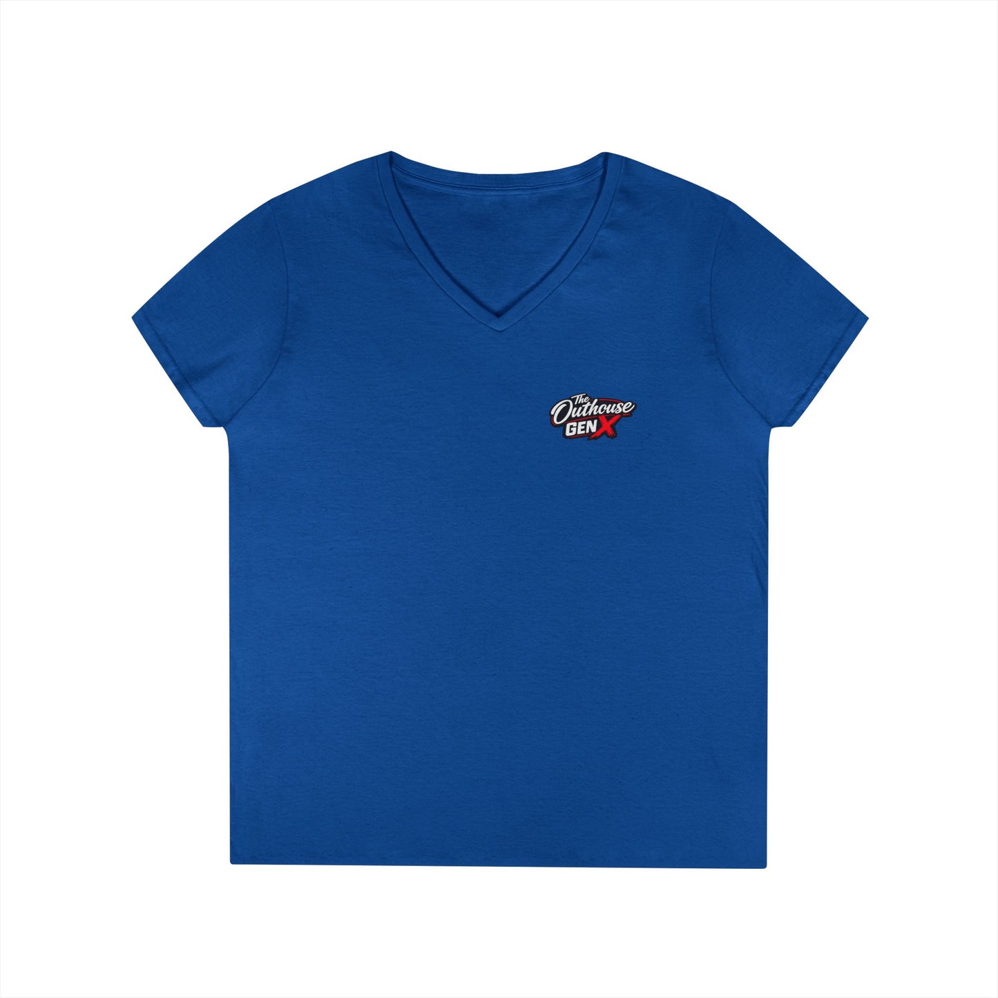 Gen X Raised Outside V‑Neck Tee — "Raised Outside" Retro Bike Graphic