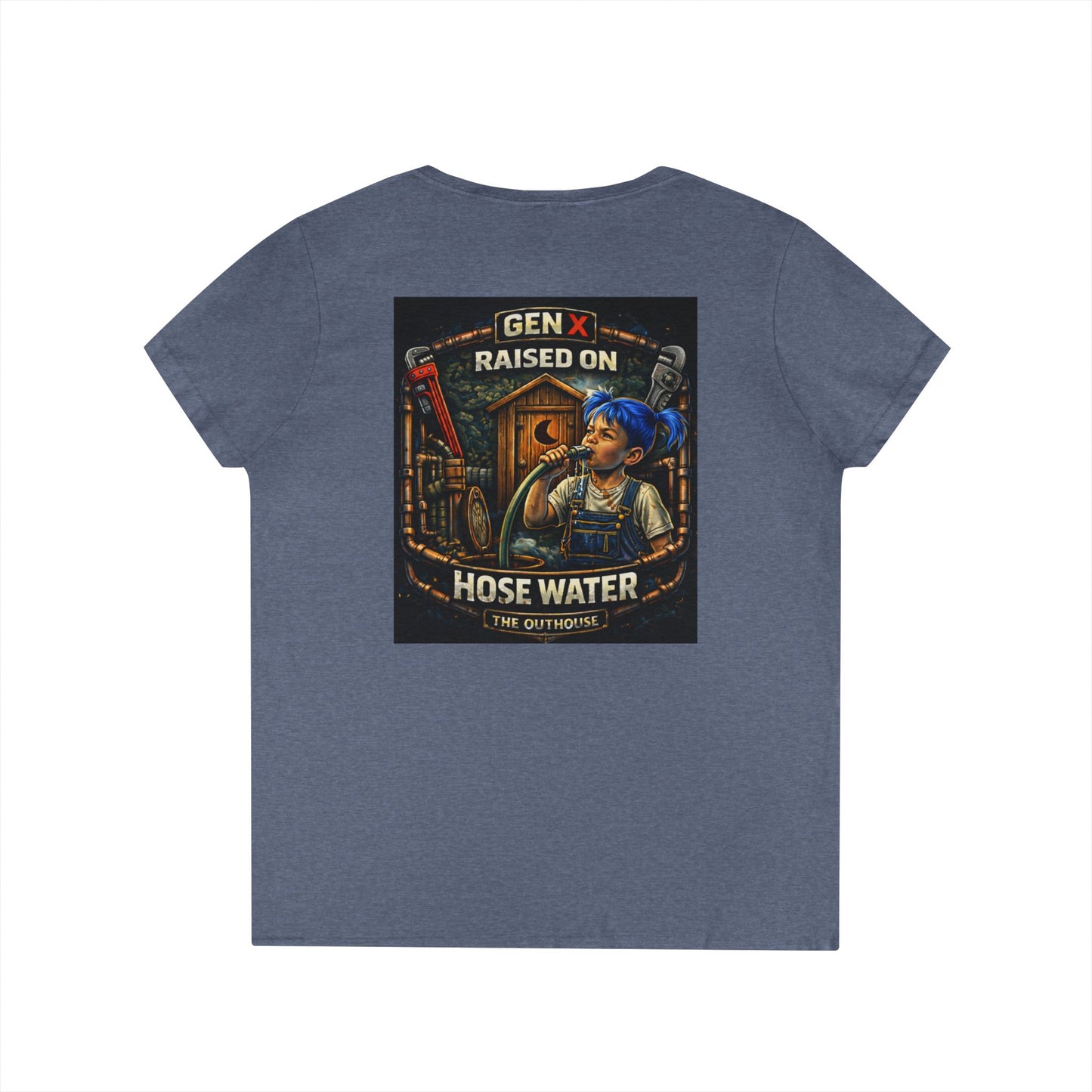 Gen X 'Raised on Hose Water' Ladies' V-Neck T-Shirt