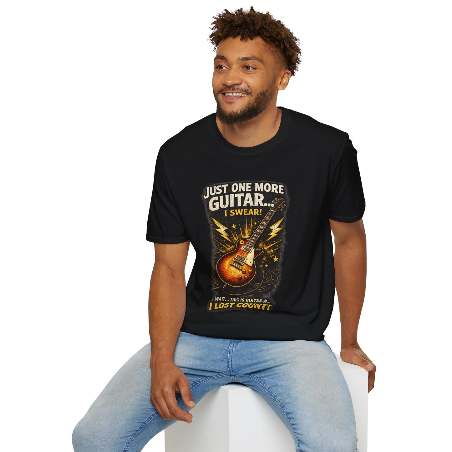 Guitar Lover T‑Shirt — "Just One More Guitar, I Lost Count" Retro Electric Guitar Tee