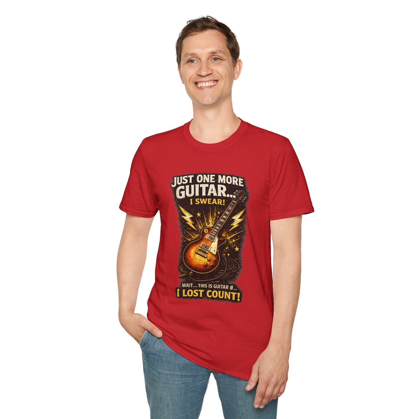 Guitar Lover T‑Shirt — "Just One More Guitar, I Lost Count" Retro Electric Guitar Tee