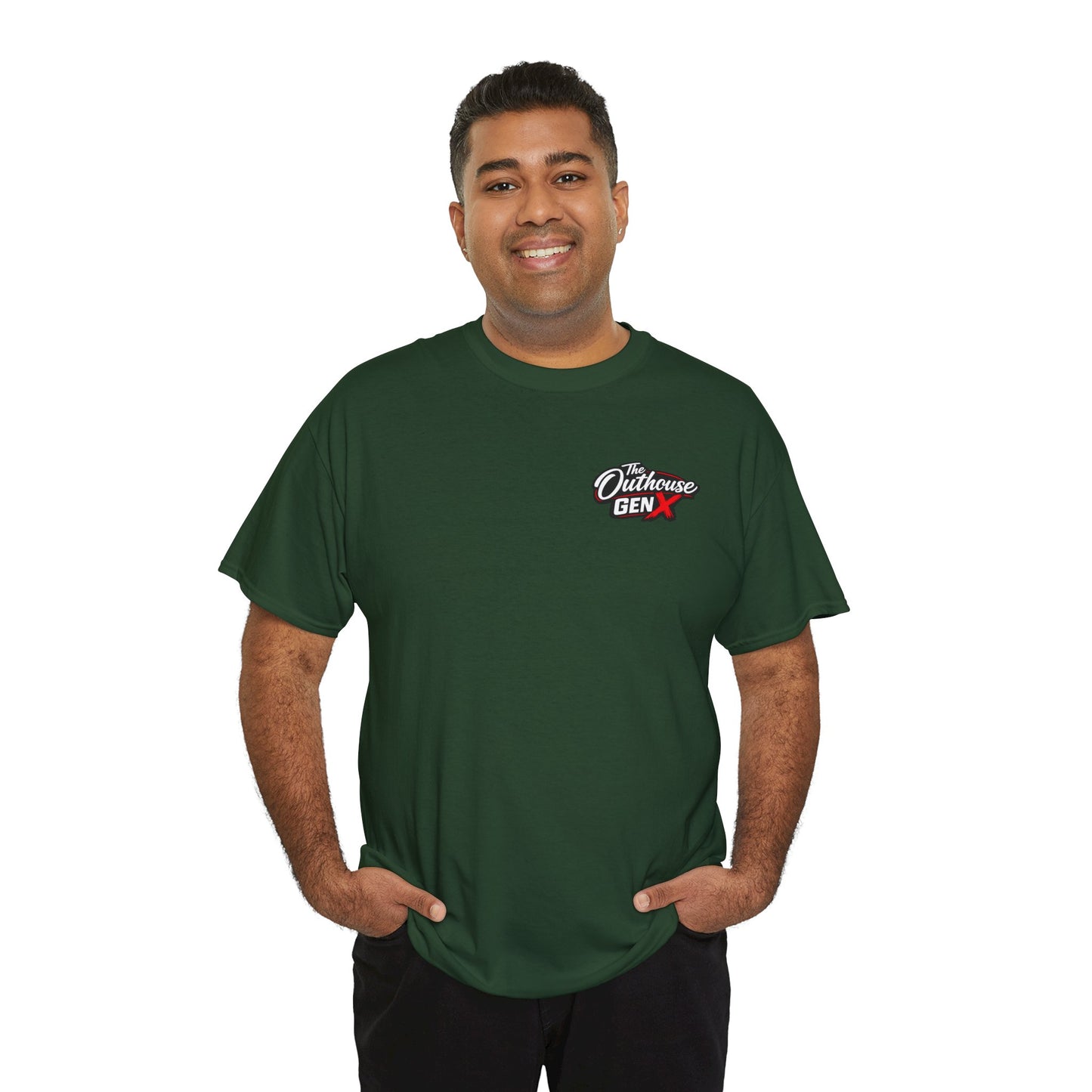 The Outhouse Gen X Tee — Retro Campfire Nostalgia Graphic T-Shirt