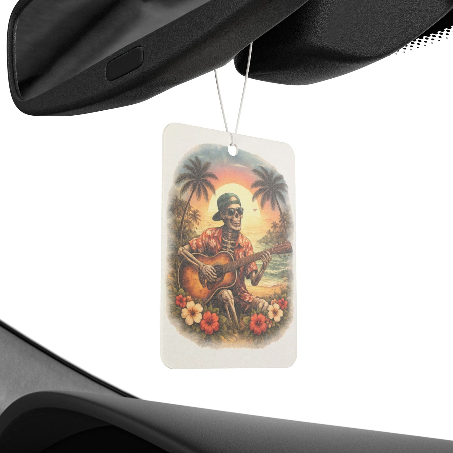 Car Air Freshener — Tropical Skeleton Guitar Beach Scented Air Freshener