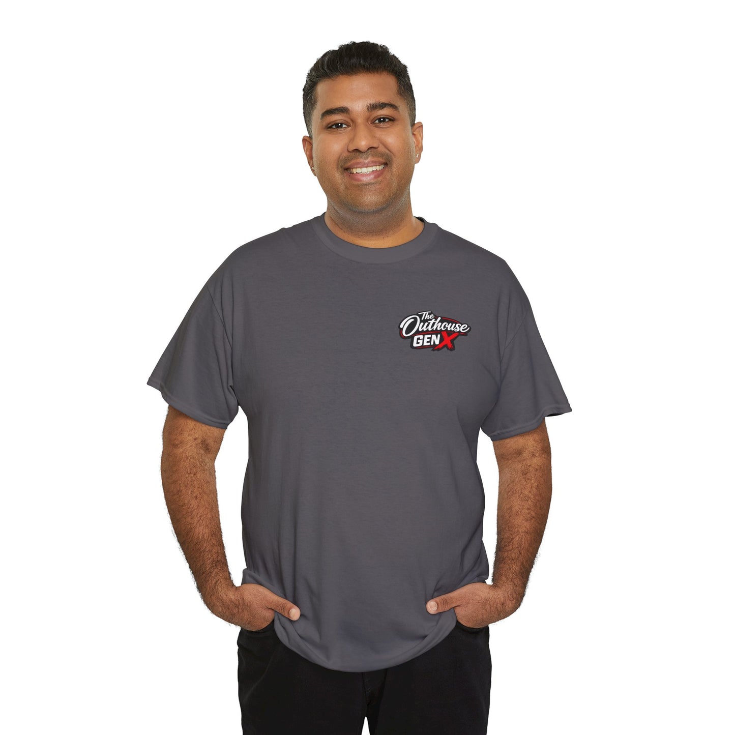 The Outhouse Gen X Tee — Retro Campfire Nostalgia Graphic T-Shirt
