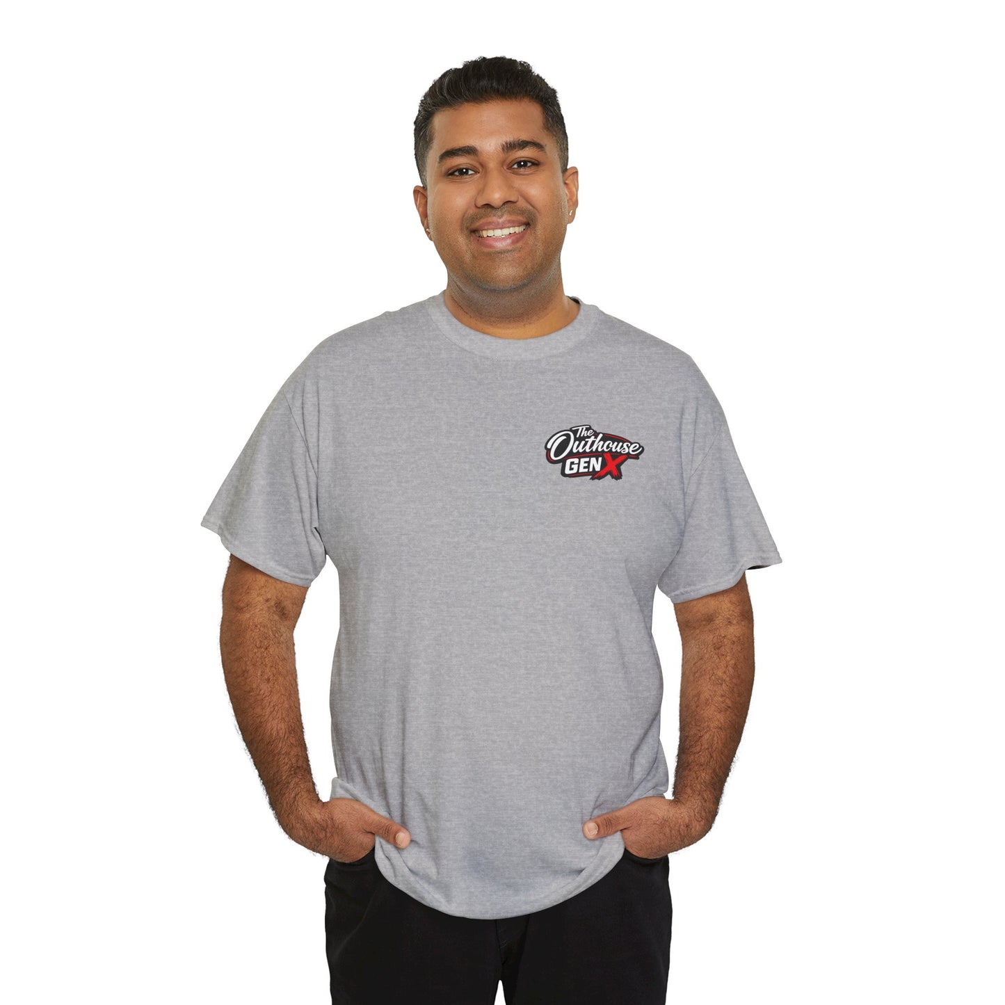 The Outhouse Gen X Tee — Retro Campfire Nostalgia Graphic T-Shirt