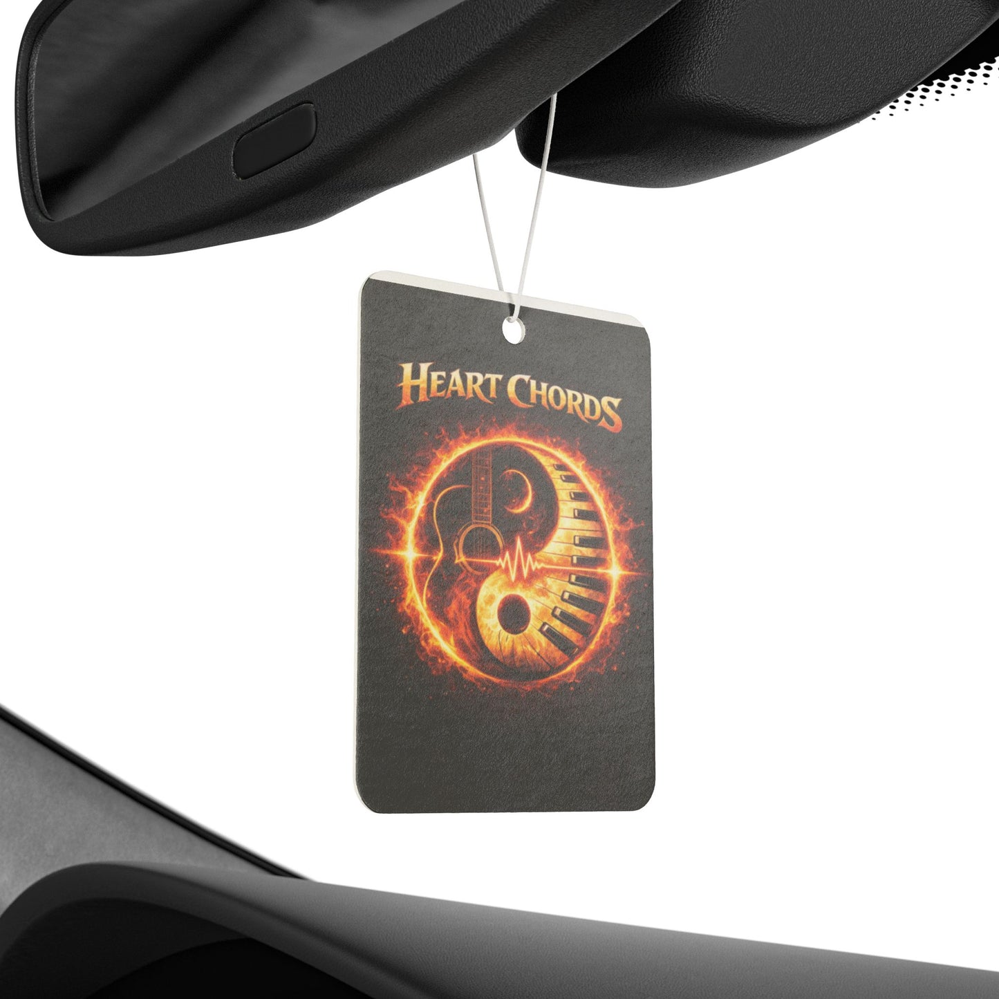 Heart Chords Fire Yin-Yang Car Air Freshener — Musical Band Logo Scented Ornament