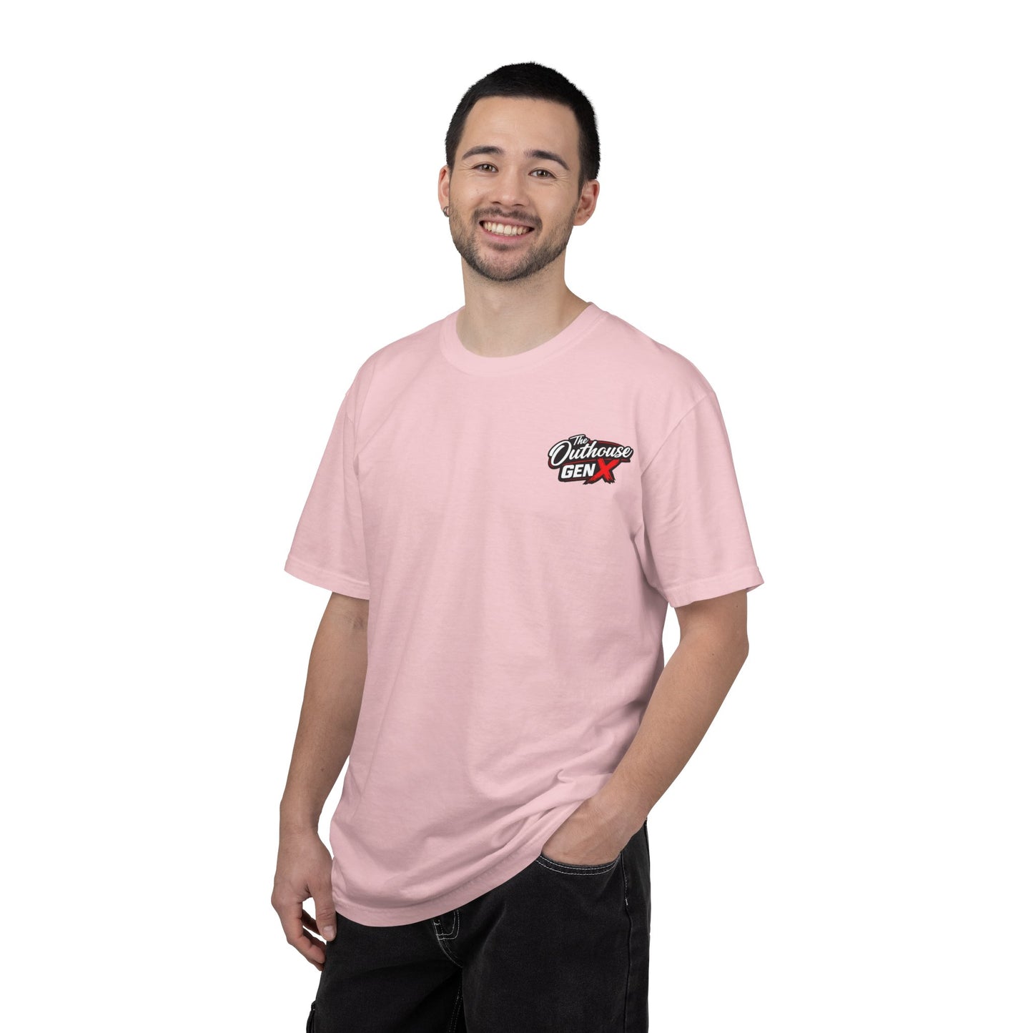 Outhouse Gen X Graphic T-Shirt — Vintage Campfire Adventure Back Print