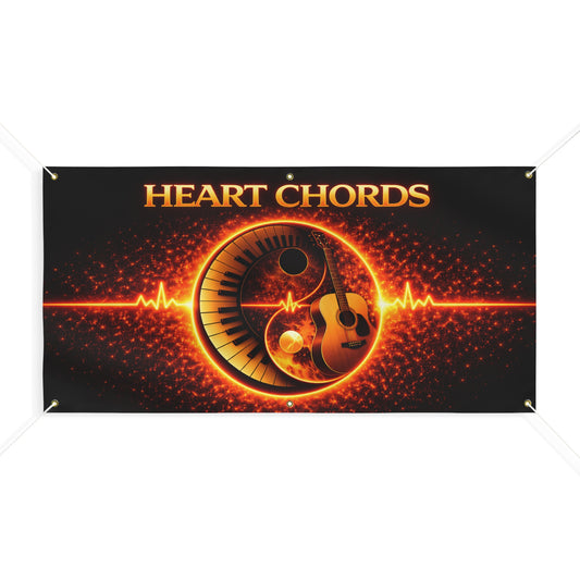 Heart Chords Music Banner — Guitar & Piano Yin Yang Design