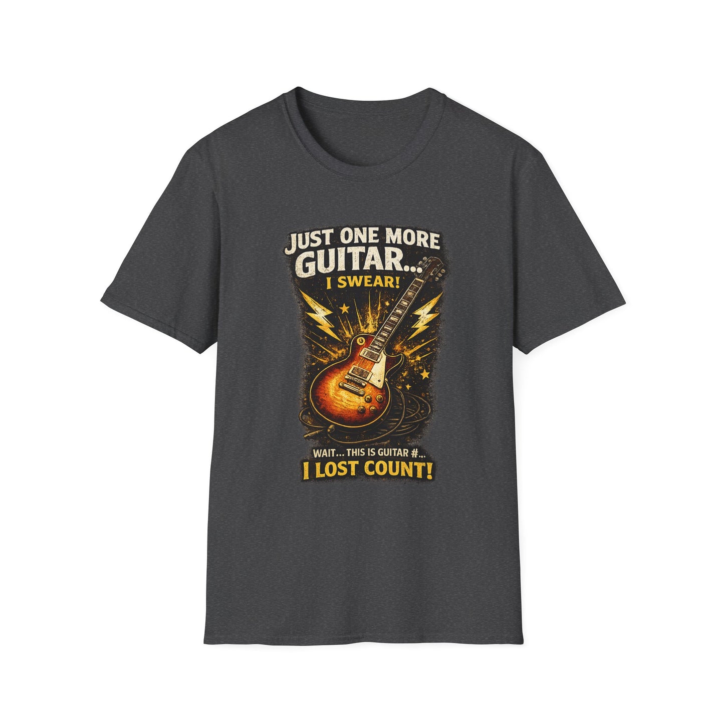 Guitar Lover T‑Shirt — "Just One More Guitar, I Lost Count" Retro Electric Guitar Tee
