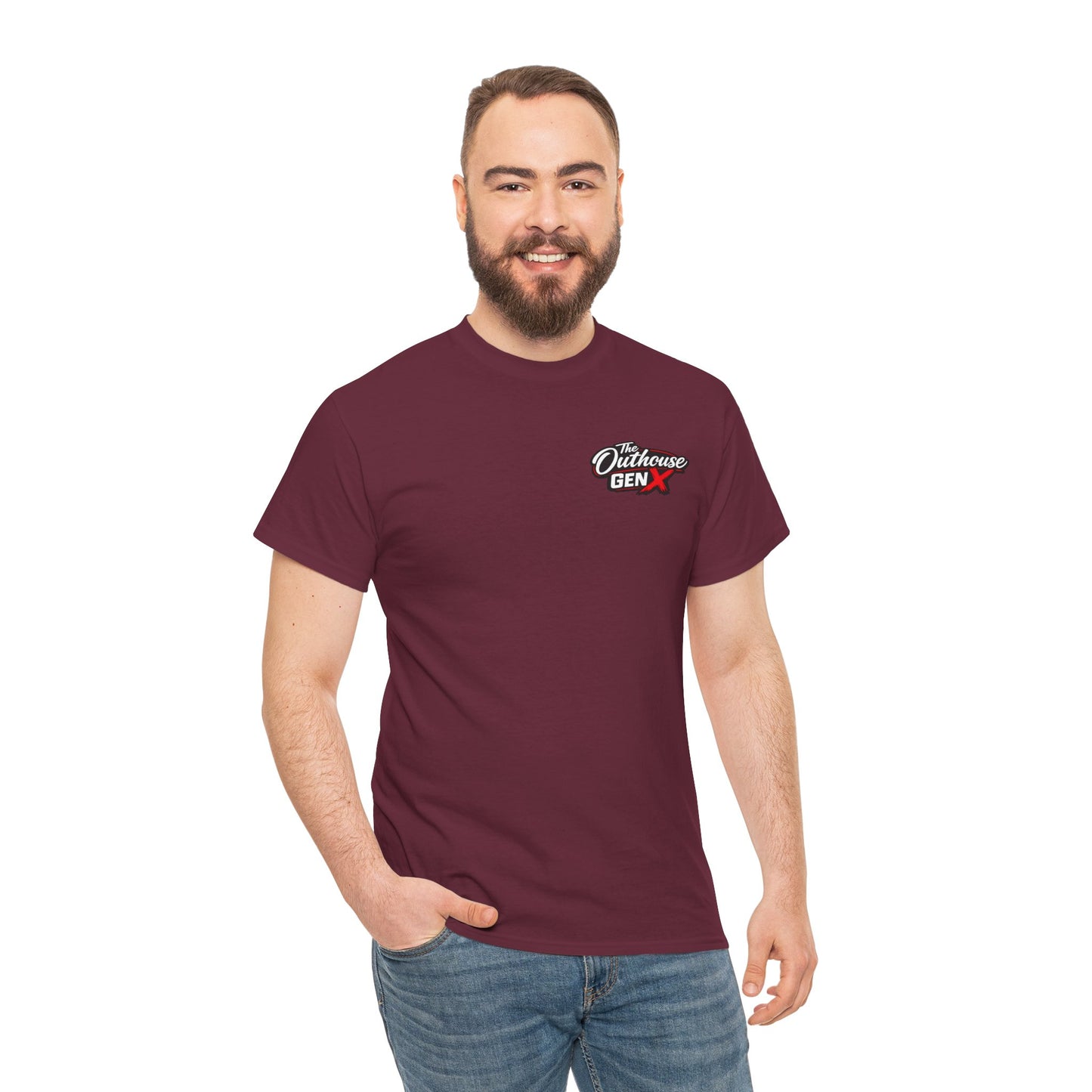 The Outhouse Gen X Tee — Retro Campfire Nostalgia Graphic T-Shirt