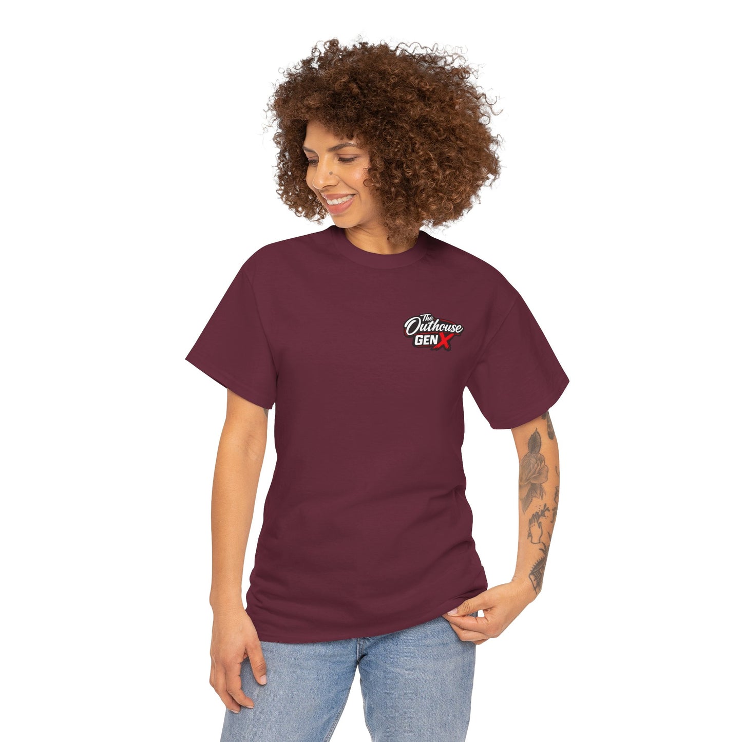The Outhouse Gen X Tee — Retro Campfire Nostalgia Graphic T-Shirt