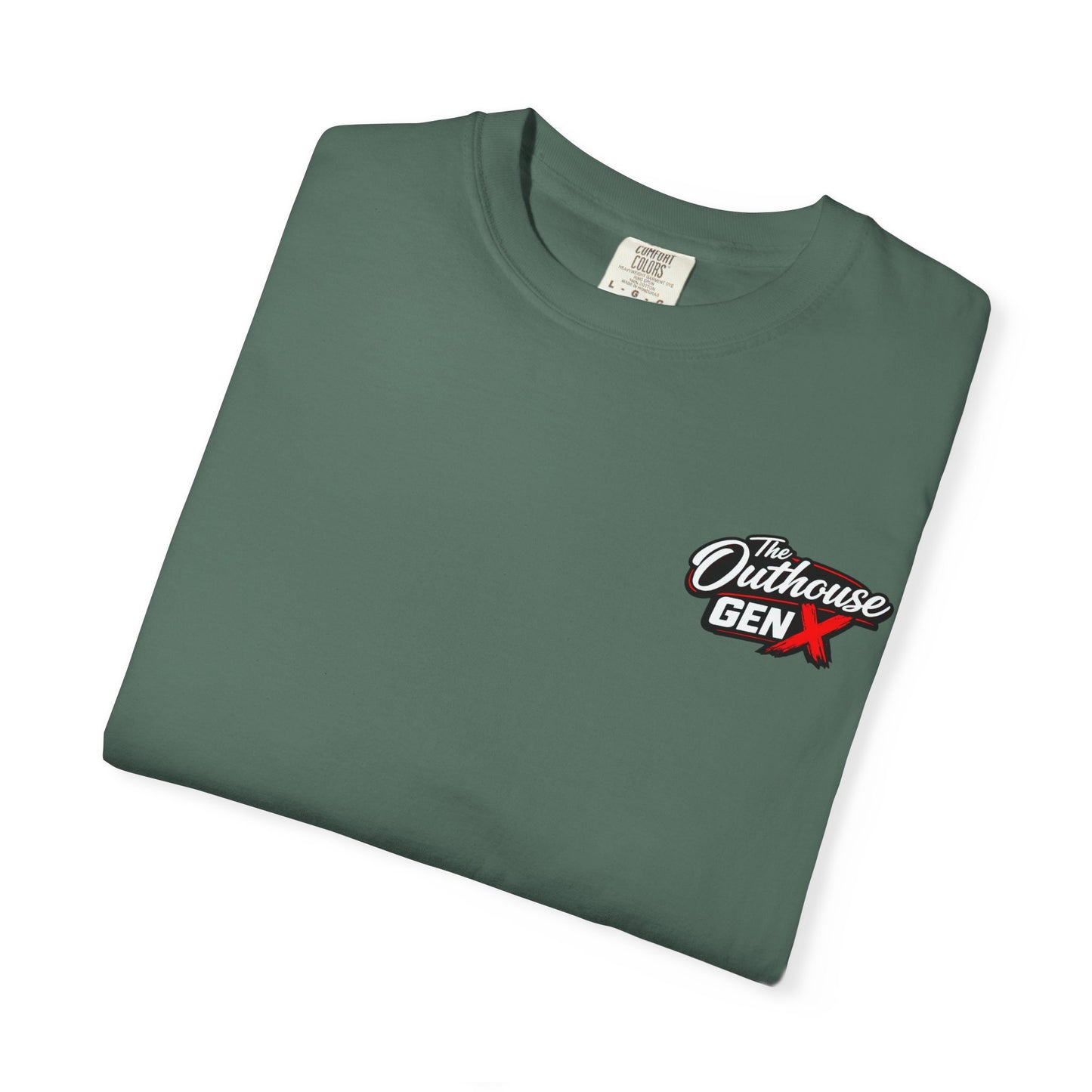 Outhouse Gen X Graphic T-Shirt — Vintage Campfire Adventure Back Print