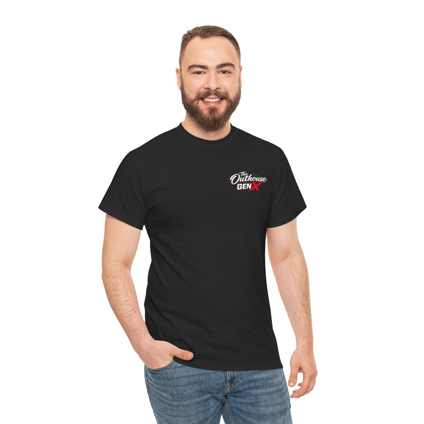 The Outhouse Gen X Tee — Retro Campfire Nostalgia Graphic T-Shirt
