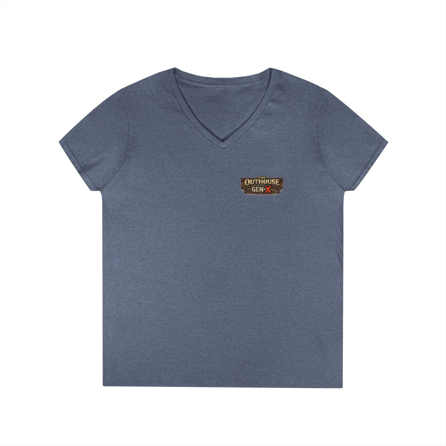 Outhouse Salute V-Neck Tee — Bold Back Graphic Ladies' T-Shirt