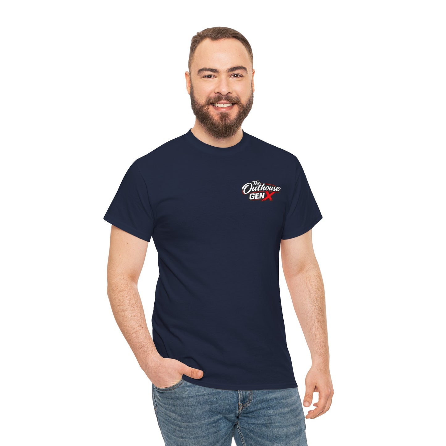 The Outhouse Gen X Tee — Retro Campfire Nostalgia Graphic T-Shirt
