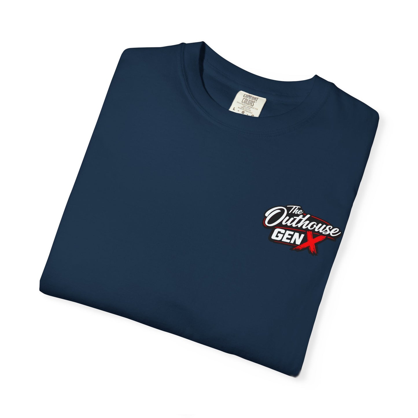 Outhouse Gen X Graphic T-Shirt — Vintage Campfire Adventure Back Print