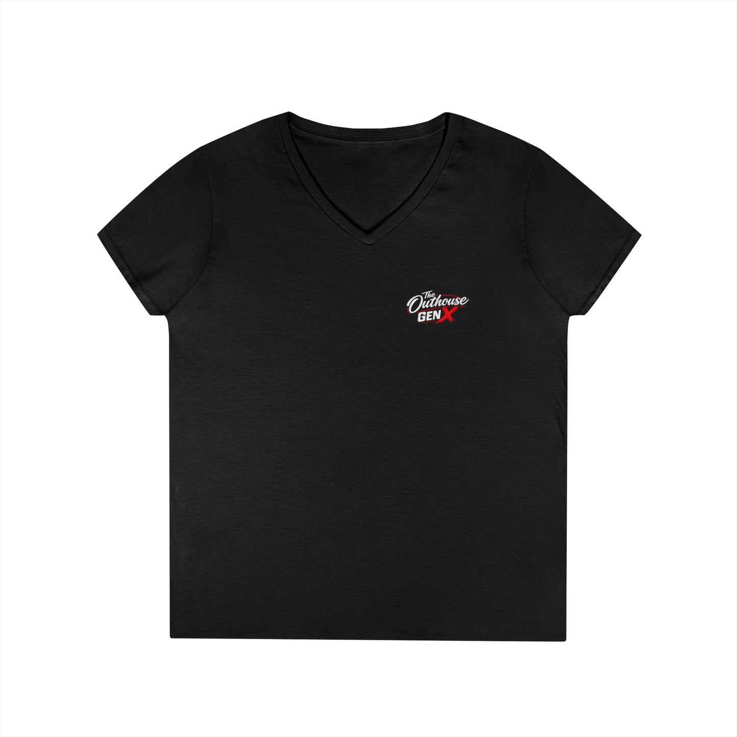 Gen X Raised Outside V‑Neck Tee — "Raised Outside" Retro Bike Graphic