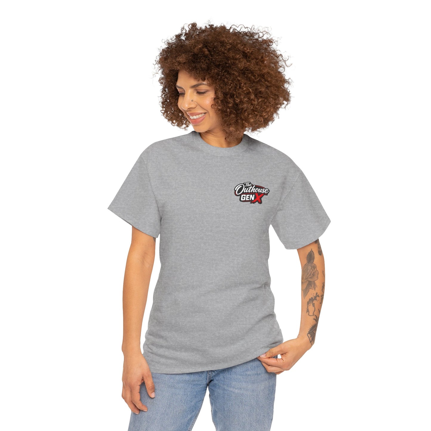 The Outhouse Gen X Tee — Retro Campfire Nostalgia Graphic T-Shirt