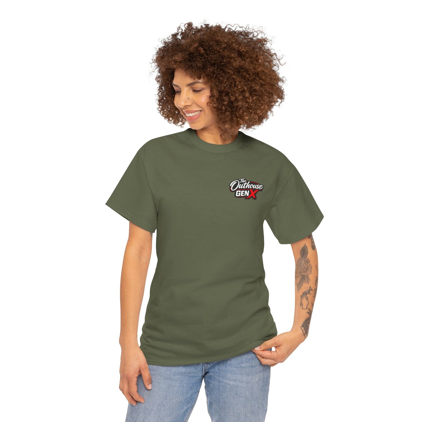 The Outhouse Gen X Tee — Retro Campfire Nostalgia Graphic T-Shirt