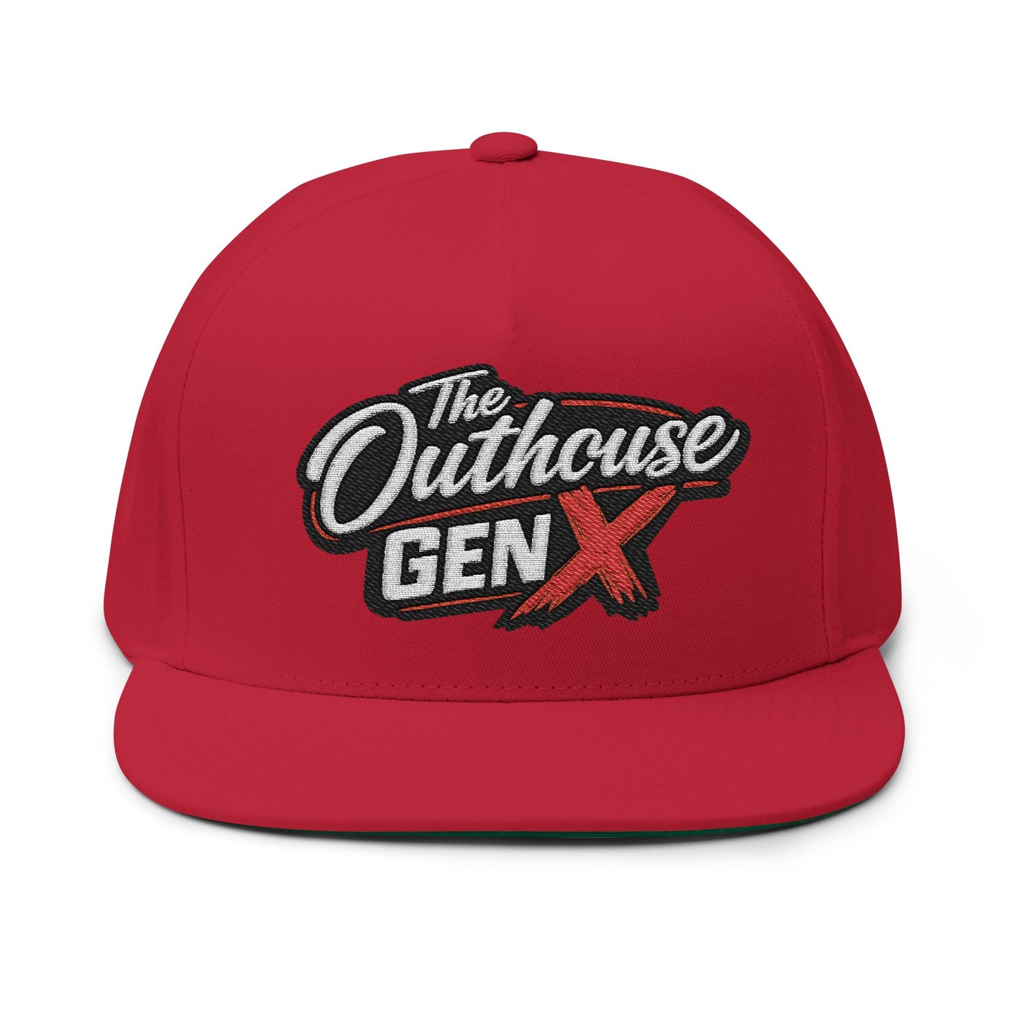 Flat Bill Cap — "The Outhouse Gen X" Embroidered Snapback