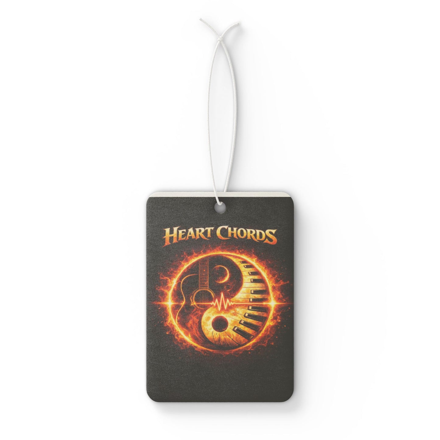 Heart Chords Fire Yin-Yang Car Air Freshener — Musical Band Logo Scented Ornament